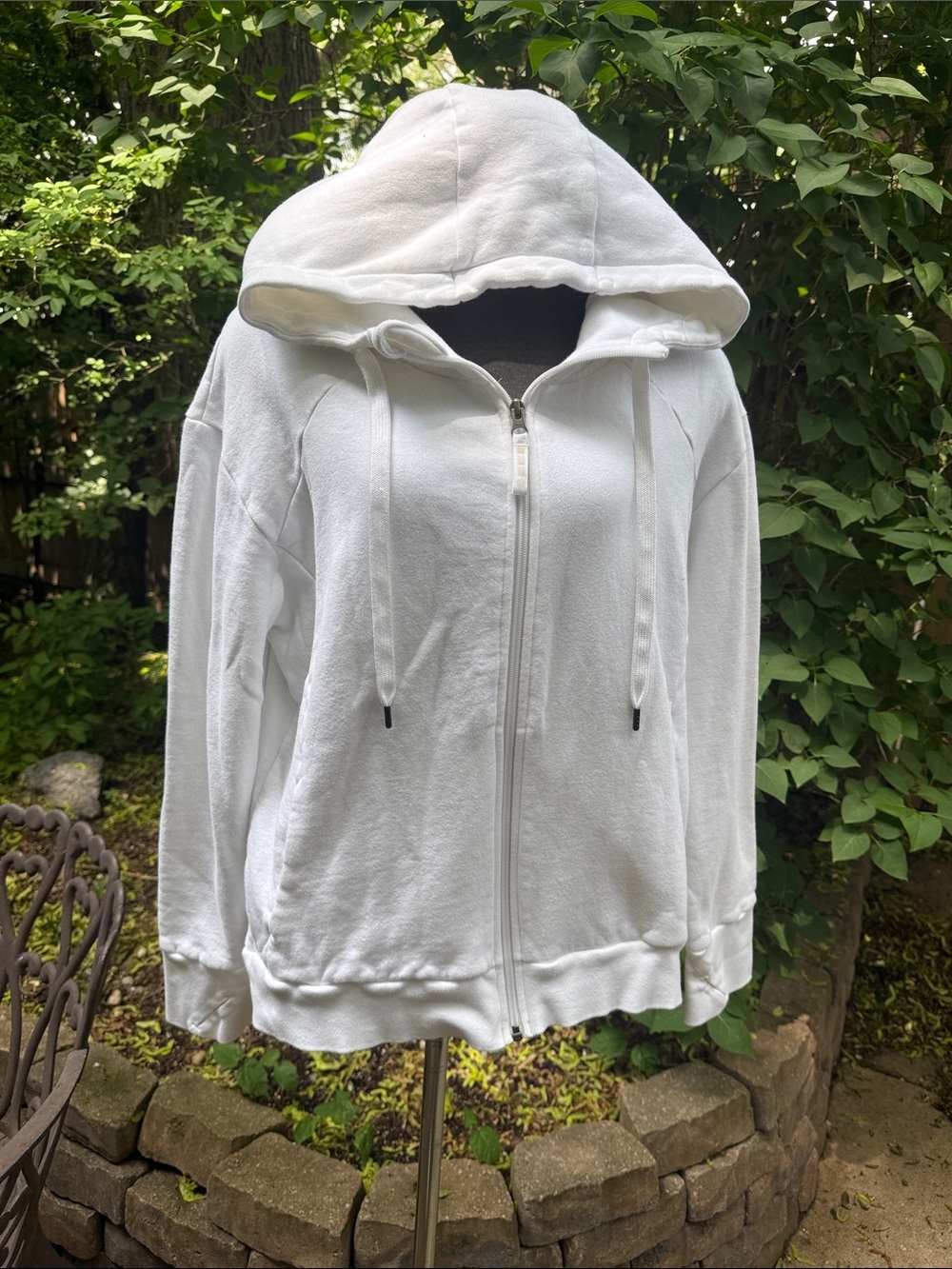 Tuff Athletics White Full Zip Fleece Hoodie XXL 85% Cotton 15% Polyester